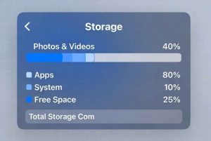 A classic storage screen on any app or computer, indicating where your data is, and how much storage space is left.